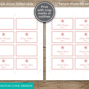 Starfish Place Cards Microsoft Word Template Wedding Printable DIY Digital Instant Download Food Labels Beach Beachy Coral Aqua Navy image 4