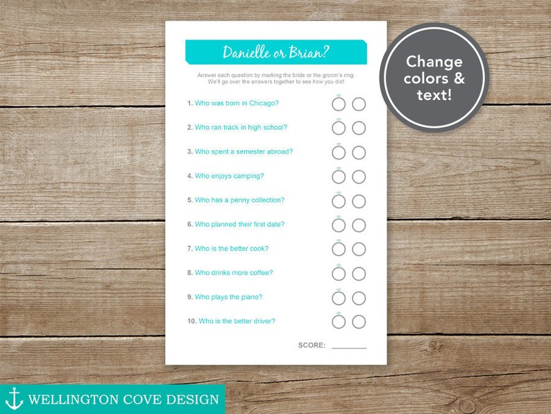 Bride Or Groom Bridal Shower Game Printable Instant Download Template Engagement Party Games He Said She Said Digital Downloadable