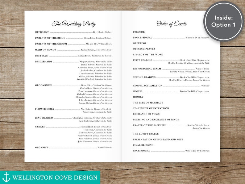 Wedding Ceremony Program Folding Template For Microsoft Word Etsy