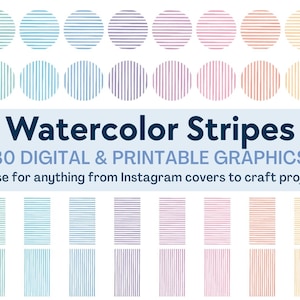 Digitale aquarelstrepenafbeeldingen voor sociale media Instagram hoogtepuntomslagen • Post- en verhaalachtergronden • Afdrukbaar plakboekpapier