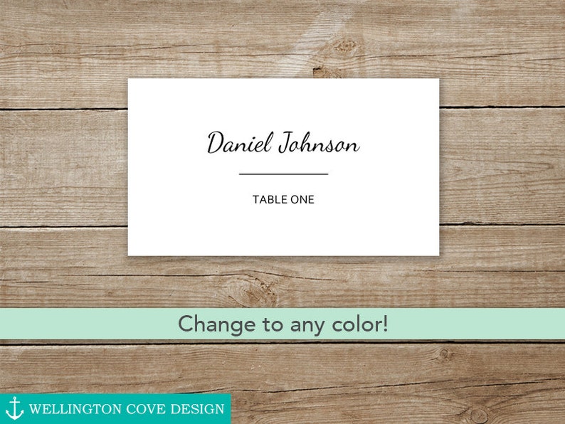 DIY Wedding Place Cards Template For Microsoft Word Printable Digital 