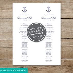 Printable Nautical Wedding Ceremony Program Navy Vintage Anchor Template for Microsoft Word Instant Download Beach Wedding Program image 4