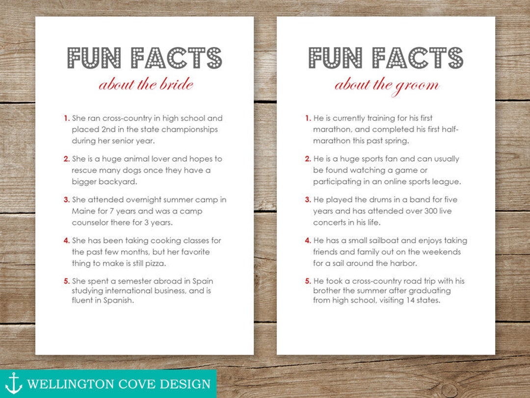 Fun Facts About the Bride and Groom Template Microsoft Word 5 Things
