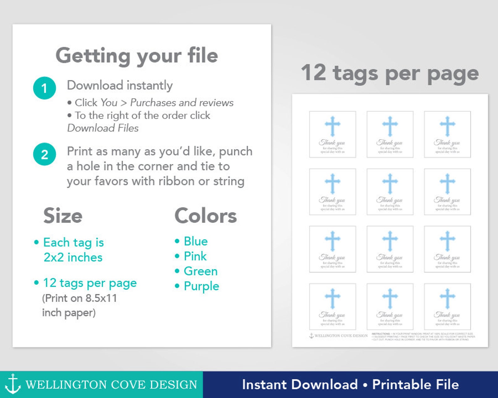 Printable Baptism Favor Tags • Christening Favor Stickers • Thank You ...