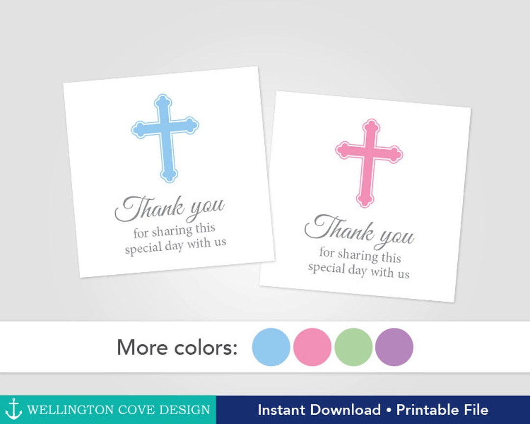 Printable Baptism Favor Tags • Christening Favor Stickers • Thank You ...