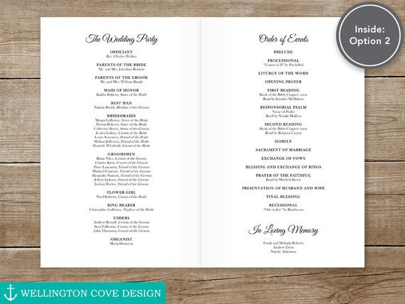Wedding Ceremony Program Folding Template For Microsoft Word Etsy