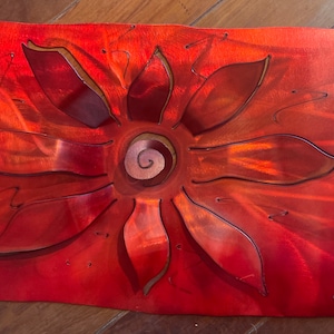 RED Copper Sun  - 17&quot;x10.5&quot; Nature inspired copper metal art wall-hanging.  Perfect for indoor, outdoor, home and business decor and design.