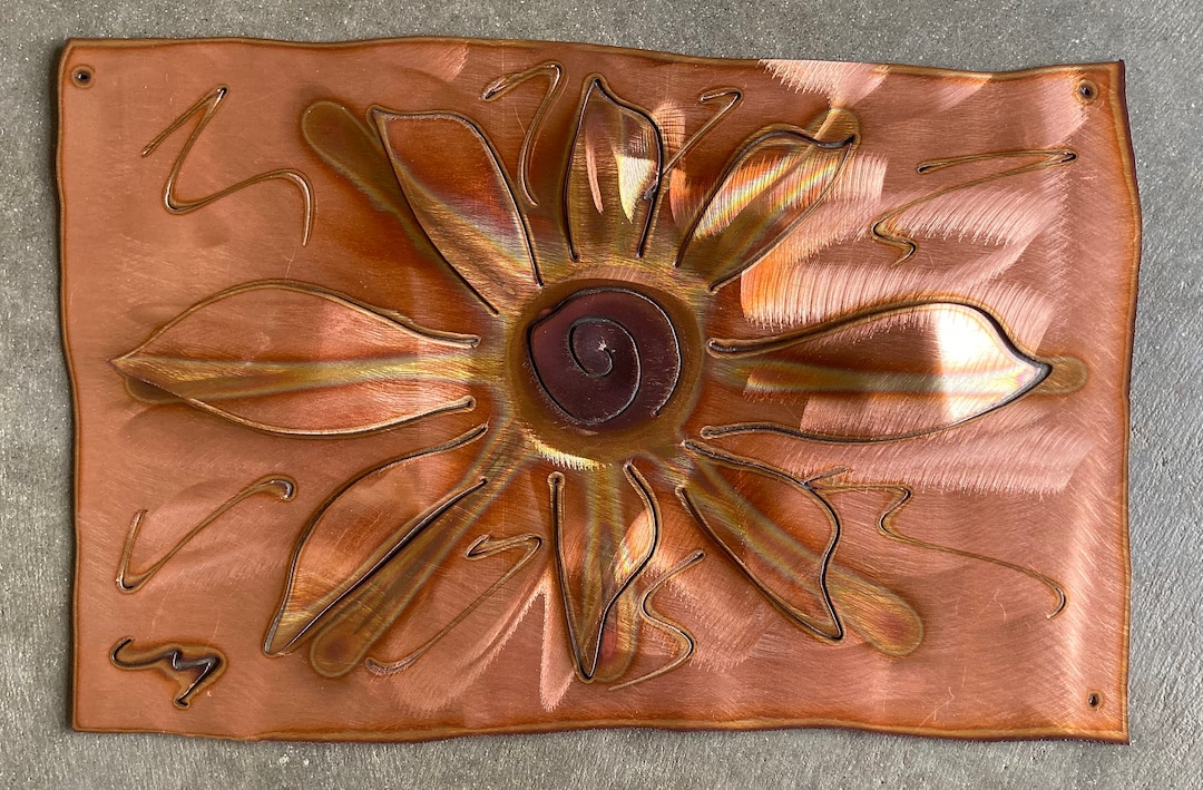 Copper Sun 15x30 Nature Inspired Copper Metal Art Wallhanging. Perfect