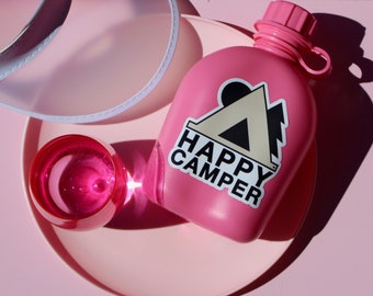 Happy Camper Sticker - Waterproof Car Decal - Laptop Sticker - Climbing - Hiking - Outdoors Gift