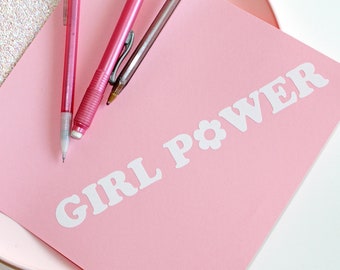 Girl Power Sticker Decal - Die Cut Waterproof Cute - Grl Car Decal - Laptop Sticker - Water Bottle Decal - Flower Power 90's Girly Sticker