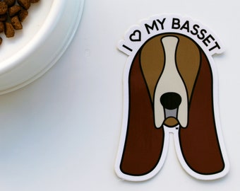 Basset Hound Sticker - Waterproof Cute - Dog Decal - Pet Sticker - Car Decal - Laptop Sticker - Dog Gift - Water Bottle Sticker