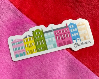 Rainbow Row Charleston South Carolina Sticker - Waterproof Cute - Chucktown Car Decal - Water Bottle Sticker - Laptop Decal