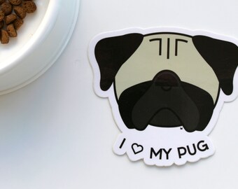 Pug Sticker - Waterproof Cute - Dog Decal - Pet Sticker - Car Decal - Laptop Sticker - Dog Gift - Water Bottle Decal