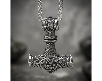Viking Hammer Pendant | Stainless Steel Norse Viking Hammer Necklace