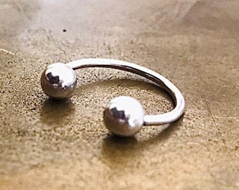 Open Ring, Adjustable Silver Ring, Ball Ring, Silver Ring for Women, Boho Jewelry, Unique Silver Ring, Double Ball Ring, Eveready Ring