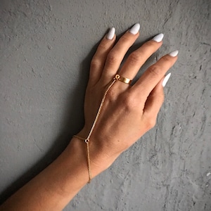 Ring Bracelet, Gold Hand Bracelet, Slave Bracelet, Boho Jewelry, Ring Chain Bracelet, Statement Gold Bracelet, Body Jewelry, Finger Bracelet