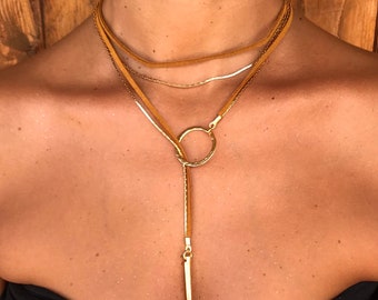[韓国人気ジュエリー] nff layered leather necklace Amazon.com: ZZ ZINFANDEL Chunky Gold Layered Necklaces for
