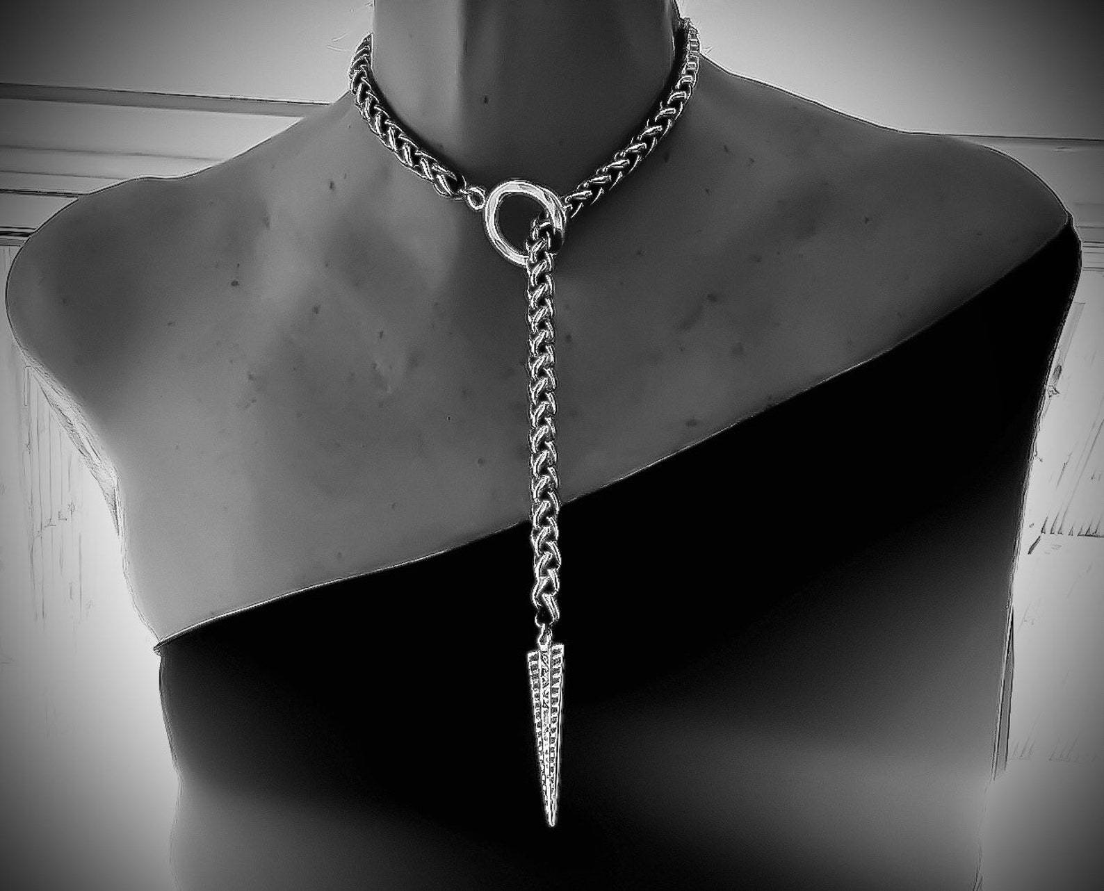 Collar Necklace Silver Choker Silver Tie Necklace Silver Etsy