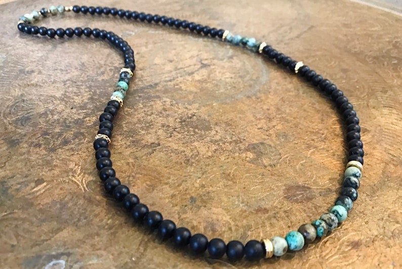 Boho Necklace Black Bead Necklace Unique Bead Necklaces Beaded Necklace Men Onyx Necklace Fashion Beads Necklace Tribal Jewelry Men