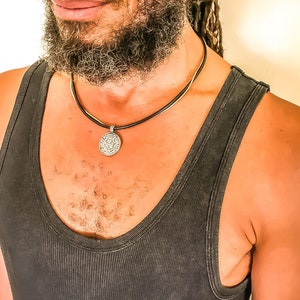 Silver Leather Necklace, Coin Necklace, Unique Silver Necklace, Tribal Jewelry Men, Medallion Necklace, Boho Chic Necklace, Ancient Necklace