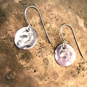 Silver Circle Earrings, Boho Earrings, Circle Dangle Earrings, Bohemian Jewelry, Round Silver Earrings, Hammered Earrings, Drop Earrings