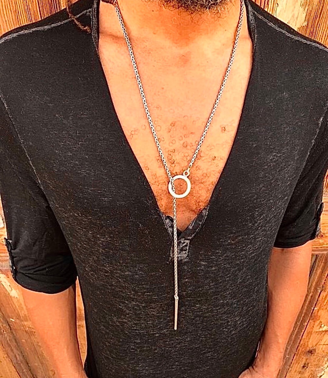 Silver Necklace Men Silver Chain Necklace Black Silver Etsy