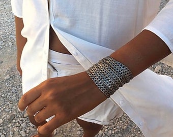Silver Chain Bracelet, Multi chain bracelet, Link Silver Bracelet, Statement Bracelet, Layered Bracelet,Chunky Silver Bracelet,Curb, Cuban