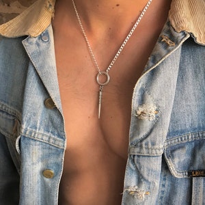 Toggle Necklace, Silver Necklace for Men, Silver link chain, Spike necklace, Boho silver necklace , Unique Silver Necklace, Foxtail Necklace