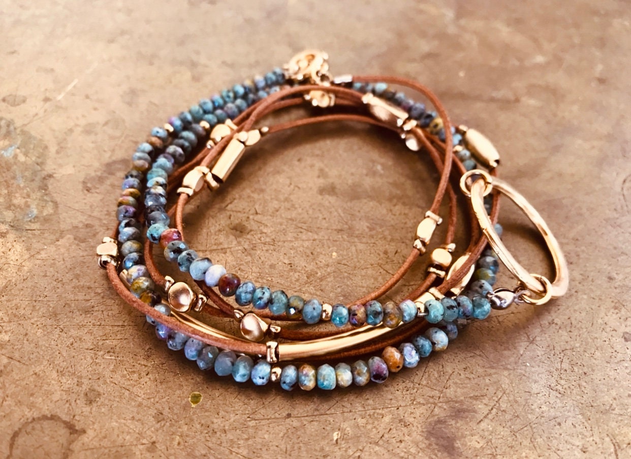 Bracelet Chan Luu à Sangles Et Perles - Plaqué Or Jaune - Modèle 124942 - Neuf Sans étiquette