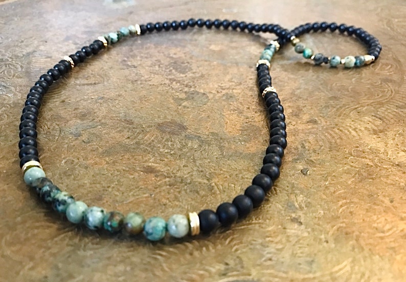 Boho Necklace Black Bead Necklace Unique Bead Necklaces Beaded Necklace Men Onyx Necklace Fashion Beads Necklace Tribal Jewelry Men
