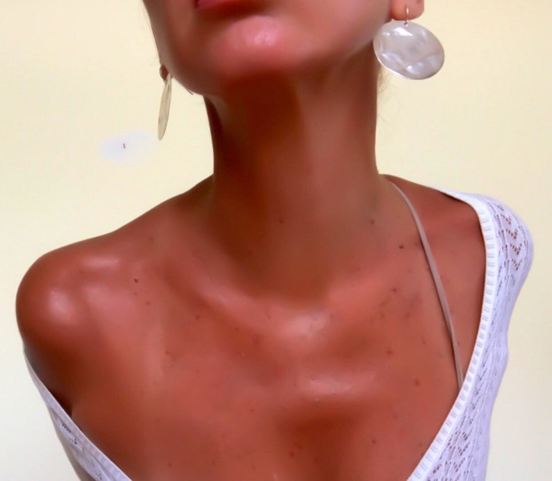Circle Dangle Earrings Silver Boho Earrings Silver Statement Earrings Large Disc Earrings Hammered Earrings Drop Earrings Boho Jewelry
