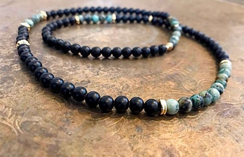 Boho Necklace Black Bead Necklace Unique Bead Necklaces Beaded Necklace Men Onyx Necklace Fashion Beads Necklace Tribal Jewelry Men
