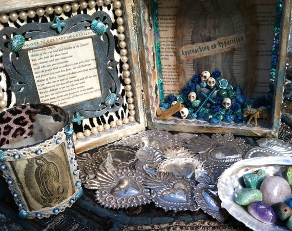 Mixed media box Nicho Face Assemblage Home decor