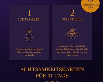 Mindfulness cards, self-love, affirmation, meditation and motivation for every day