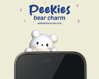 PEEKIES Bear Peeking Sticker Phone Charm - Cute Gift Tech Accessories