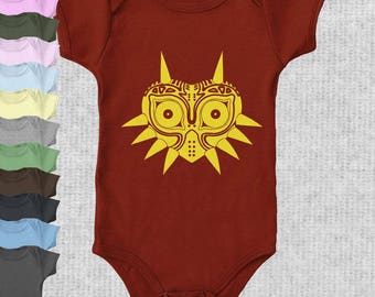 Mask Infant Bodysuit - Unisex - 100% Ring-Spun Combed Cotton - Screen Printed Premium Kids Clothing-Legend Of Zelda Majoras Mask Link