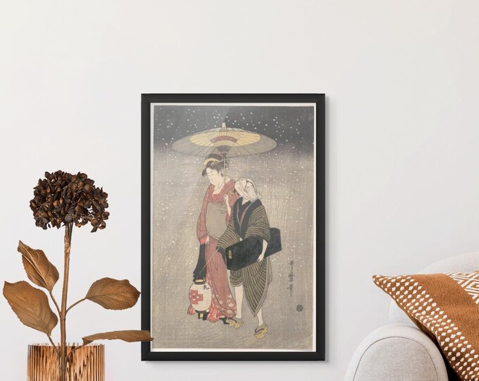 Geista Snowy Night Print 1797 - Japanese Ukiyo-e Wall Art Vintage Asian Decor
