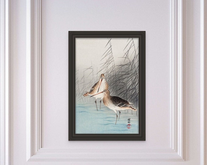 Two Bar-tailed Godwits 1926 Ohara Koson Ukiyo-e Art Japanese Art Edo Period Japan Wall Art Bird Poster Japanese Wall Art Japanese Print