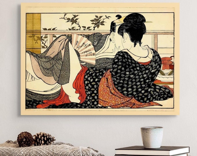 Utamakura Poem of the Pillow 1788 Kitagawa Utamaro Vintage Japanese Woodblock Print Japandi Style Art