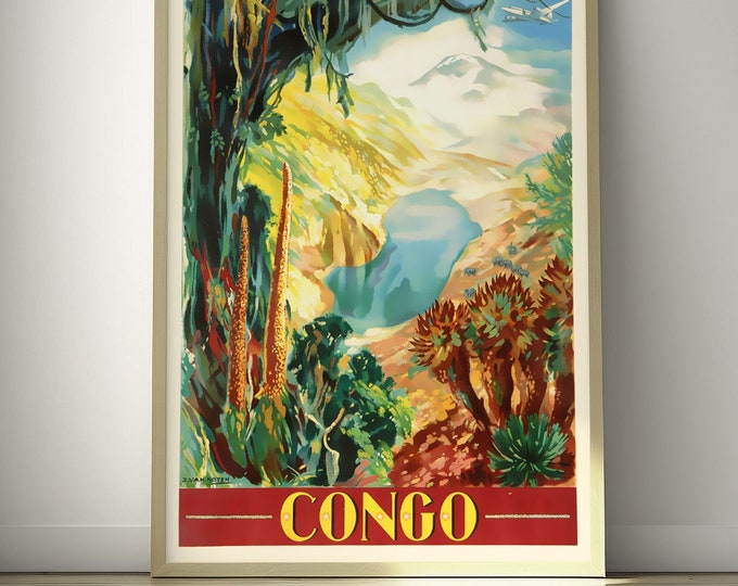 Africa Congo Travel Poster Vintage Travel Print Retro ating Travel Africa Poster African Prints Airlines Travel t Wall Art