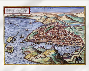 Ancienne carte de Marseille - Poster d'art mural Marseille historique