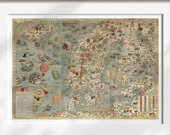Carte Carta Marina - impression de carte ancienne Reproduction de carte ancienne carte ancienne