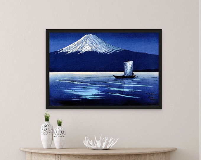 Moonlight on Mt Fuji 1920s Print Lilian May Miller Ukiyo-e Wall Art Poster