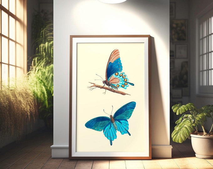 Vintage Butterfly Botanical Print Poster  Create Your Own Set