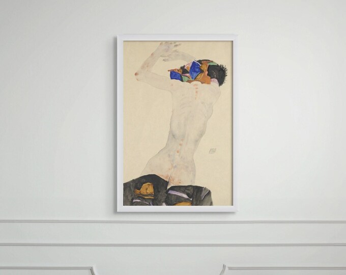 Wall Art Egon Schiele Print 1911 - Schiele Art Print Schiele Poster Gift Idea Nude Wall Art Vintage Nude Poster