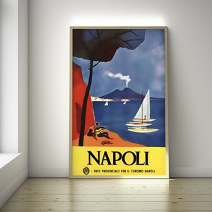 Impresión artística vintage de Nápoles, póster italiano de primera calidad, decoración del hogar