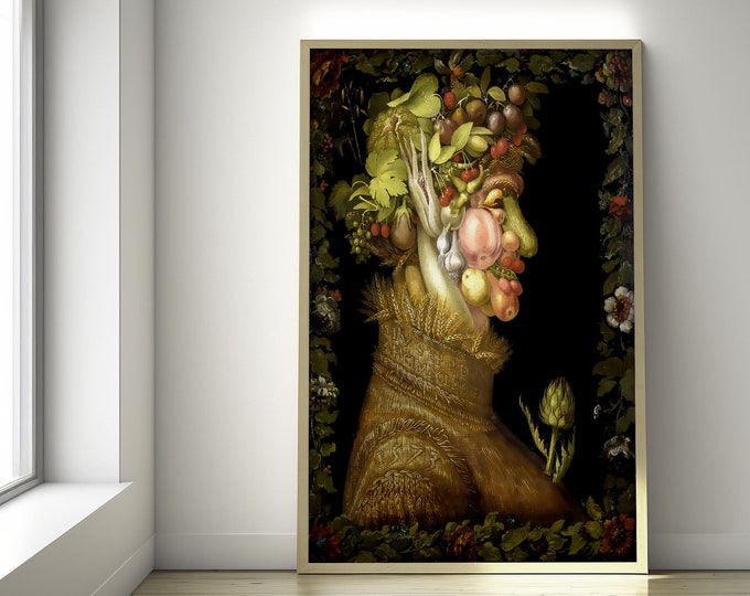 Vegetable Print "Summer" by G. Arcimboldo 1573 - Fine Art Print Retro Design Kitchen Print Design Vegetable Print Funny Poster