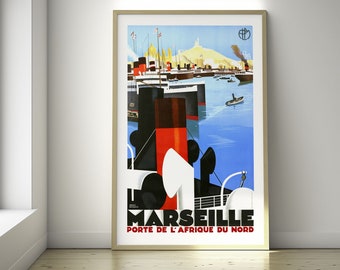 Marseille Reiseposter Marseille Bild Marseille Druck Südfrankreich Poster Reiseposter Vintage Einweihungsgeschenk Wandkunst