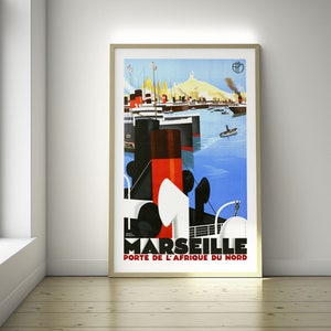 Cartaz de viagem de Marselha, arte de parede vintage, impressão do sul da França