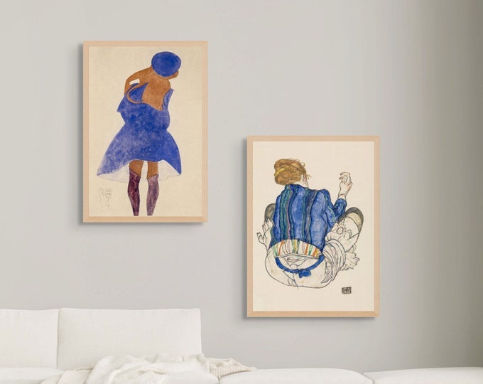 Wall Art Set of 2 Prints - Egon Schiele Wall Art Home Decor Schiele Prints Vintage Poster new